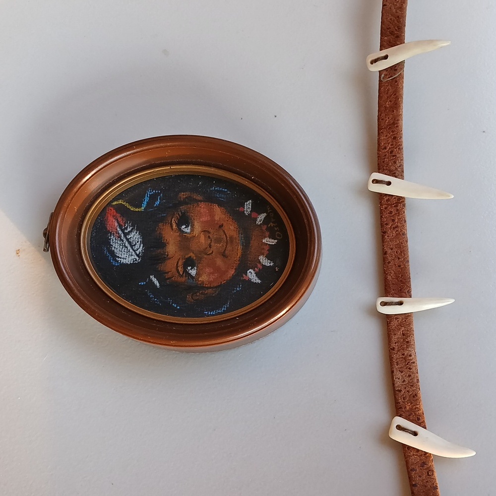 Authentic Tribal Carved Bone Spike Suede Headband/Choker Large W/Picture!